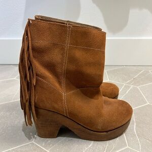 Free Bird Brown Suede Fringe Ankle Boots